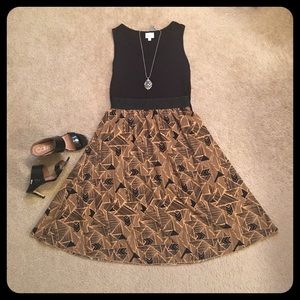 LuLaRoe Black and Tan Lola Midi Skirt